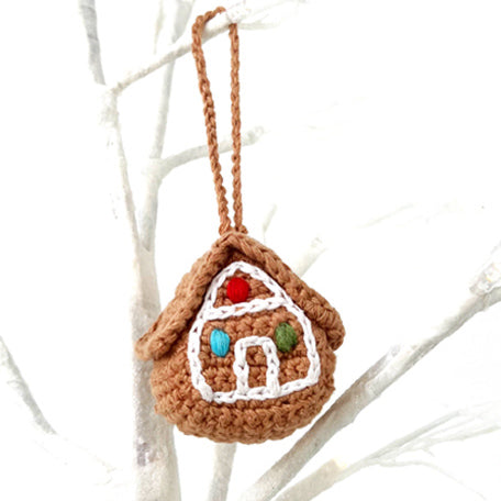 Crochet Gingerbread House Tree Decoration