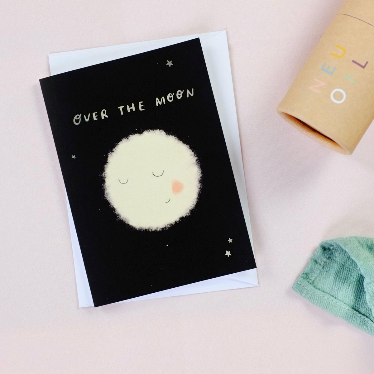 'Over The Moon' New baby Gift Card - Blossom and Bear
