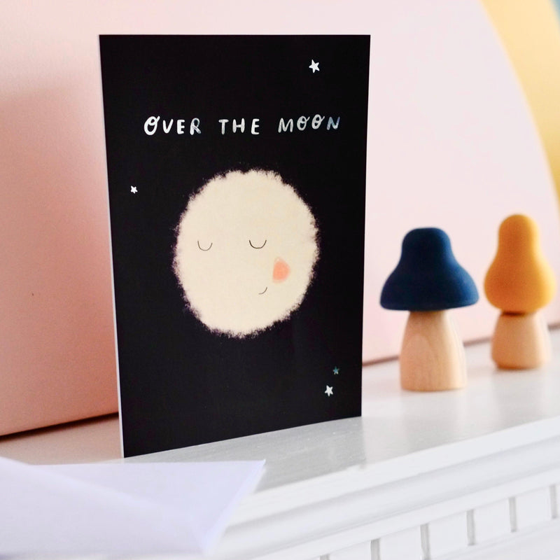 'Over The Moon' New baby Gift Card - Blossom and Bear